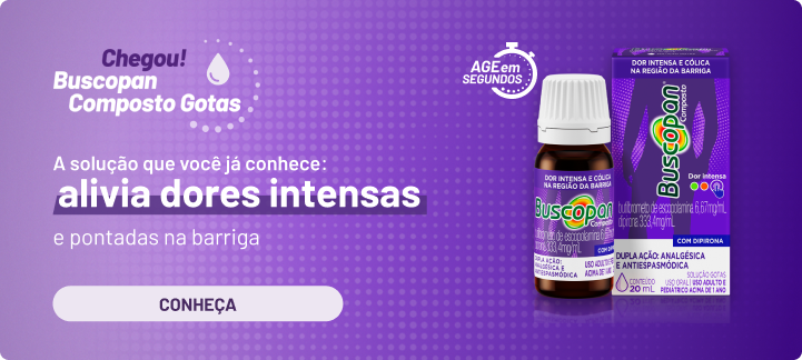 Para potência no alívio da dor na barriga, vai de Buscopan Composto Gotas!
