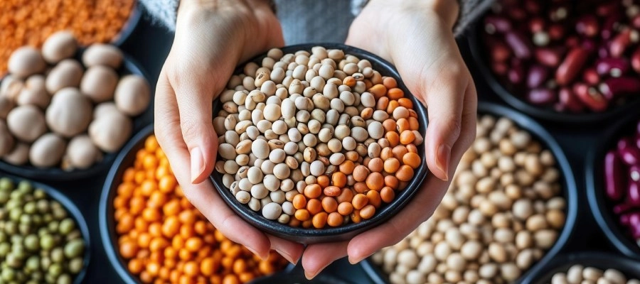 Imagem do post mãos seguram um recipiente de leguminosas