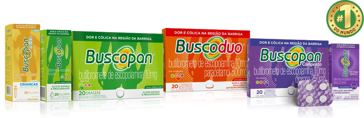 Todas as embalagens de Buscopan